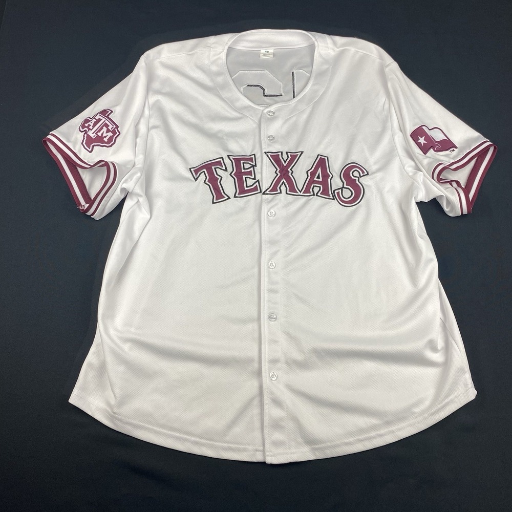 Texas A&M "12th Man" Baseball Jersey Mens XL White w/ Maroon Lettering & Numbers